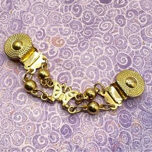 Vintage Gold Tone Butterfly Sweater Clip Grandma Chic